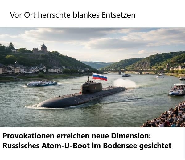 Vor Ort herrschte blankes Entsetzen - Provokation erreicht neue Dimension:
Russisches Atom-U-Boot im Bodensee gesichtet